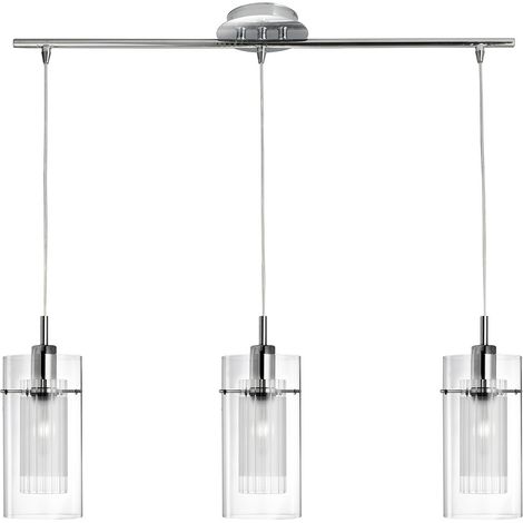Searchlight Duo 1 - Lampada a sospensione a grappolo con 3 luci cromo, vetro, attacco E14 (1/5)