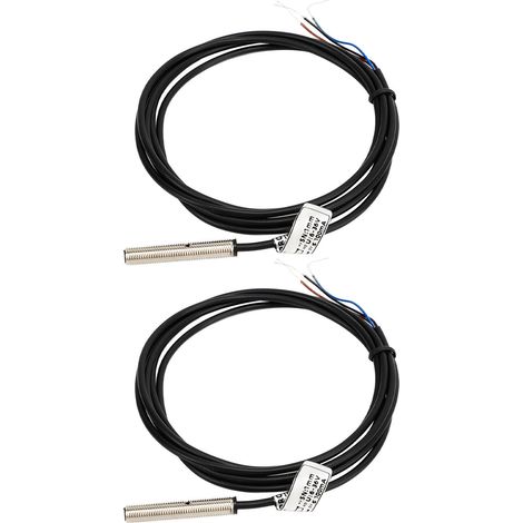 BERM@2 jeux vendus par unité, diamètre 6 mm, tête plate, interrupteur de proximité inductif à boîtier métallique, contact normalement ouvert (NO) à trois fils NPN CC, 6-36 V CC, distance de détection (1/5)