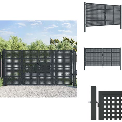 Gartentor Anthrazit 400x175 cm Stahl - Gartentor - Stahltür - Zaun - Tor - Außenbereich