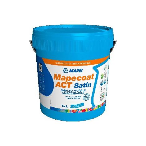 Mapei mapecoat act satin smalto murale lavabile antimuffa formato 4 lt - confezione 1
