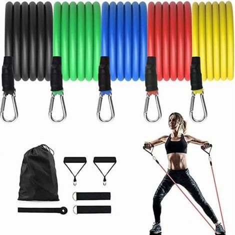 Bandes De Résistance - Latex Naturel - 5 Niveaux De Résistance - Pour Musculation Yoga Gym Intérieur - 1 Set Complet (1/4)
