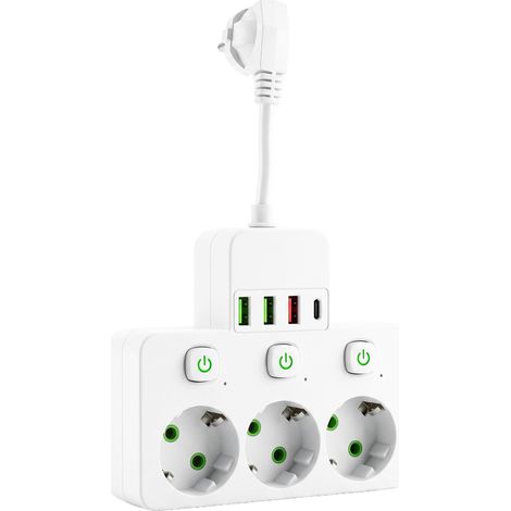 Toolight Multipresa 3 Prese + 3x Usb-a + Usb-c Jnh018 White (1/5)