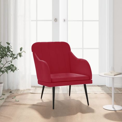 Fauteuil agréable Chaise Relax Rouge bordeaux 63x76x80 cm Velours pour salon -BV69213 (1/5)