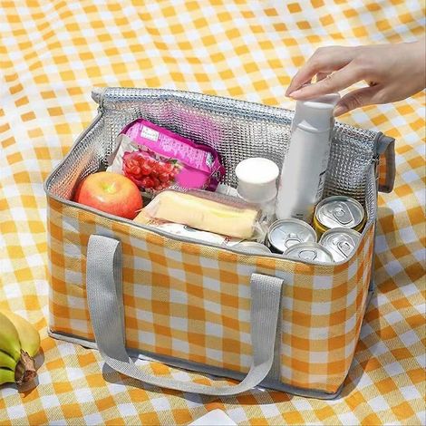 Sac isotherme pour pique-nique, panier de pique-nique, sac de plage, sac glacière pliable jaune (1/5)