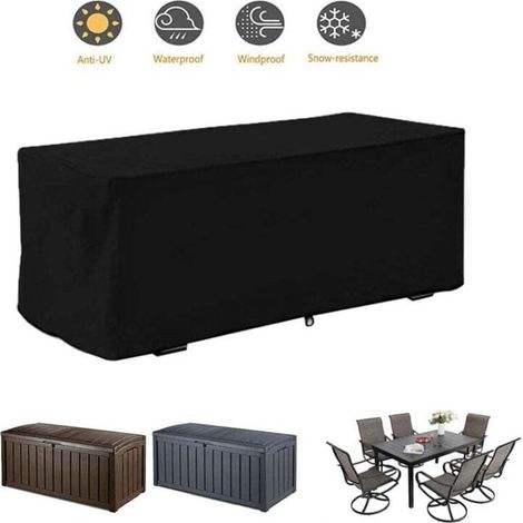Abdeckung für Aufbewahrungsboxen im Freien, 210D Oxford-Gewebe, Abdeckung für Aufbewahrungsboxen im Garten, wasserdichte Abdeckung, UV-beständig, 123 x 62 x 55 cm (1/4)