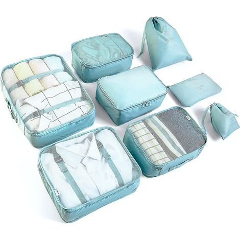 Ensemble de rangement, cubes de rangement, housses à vêtements, sacs à chaussures, organisateur de voyage, cubes de rangement, organisateur de voyage pour produits cosmétiques, sacs de rangement (8 pi (1/5)
