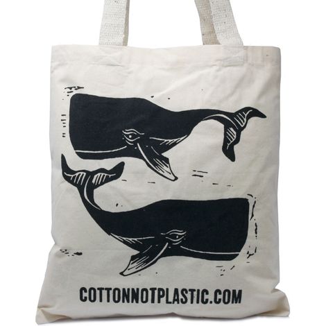 Sac en coton naturel Lrg 6oz 38x42cm - BALEINES- Vendu par 1 (1/4)