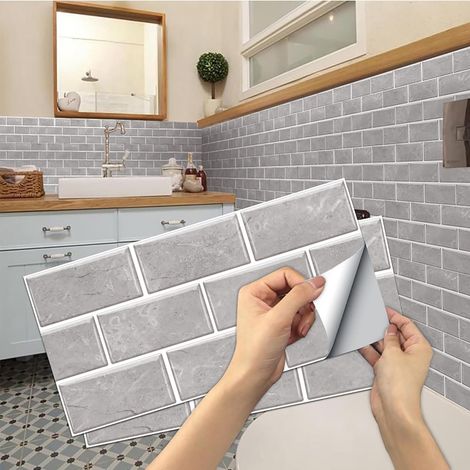 Stickers Carrelage Cuisine, 24 pièces Autocollant en Tuile Auto-Adhésif Sticker Imperméable en PVC Autocollants de Carreaux Carrelage Adhesif Mural Autocollant pour Salle de Bains et Cuisine (1/5)