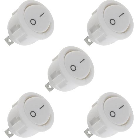 Toggle Switch ON/OFF KCD1 Mini Round SPST 2Pin Snap-in Latching Toggle Switch with Pre-Wired Wires AC 6A/250V 10A/125V for Car Boat (5pcs) (1/5)
