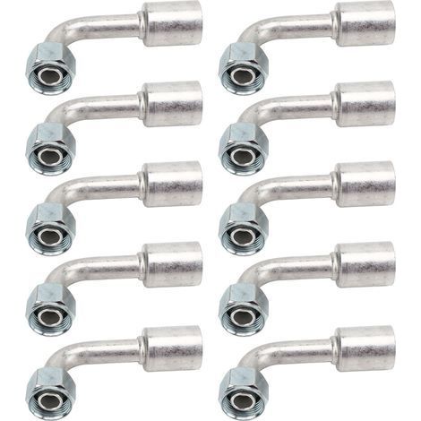 Lot de 10 raccords d'air conditionné auto, connecteur coudé 90° en aluminium, universel pour véhicules (1/5)