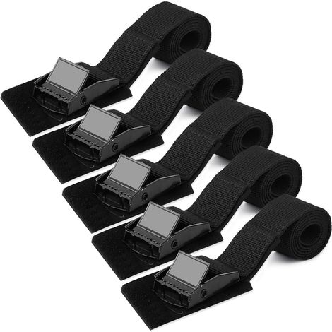 5 Pcs Sangle Porte-Vélo, Boucle de Serrage, 25mm x 50cm  Petites sangles à cliquer, sangles d'arrimage pour moto, porte-vélos, bagages, voiture, straps. (1/5)