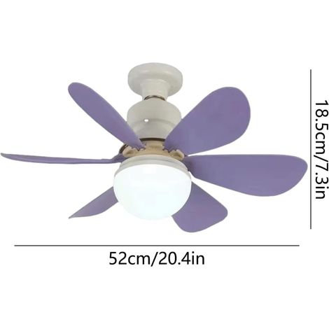 Ventilateur de Plafond LED Télécommande – 3 Vitesses 3 Couleurs Dimmable – pour Appareil Chambre ,Salon – Violet (1/3)