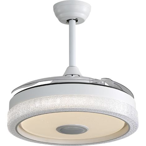 Ventilatore da soffitto moderno invisibile 42" bianco con 3 pale ABS e luce LED 32W (1/5)