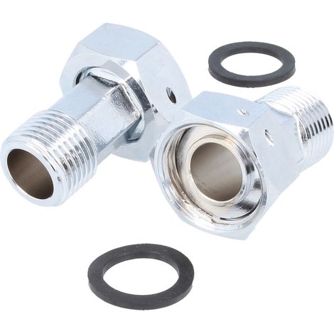 tecuro Wasserzähler Verschraubungen 3/4 Zoll ÜWM x 1/2 Zoll AG - 2-er Set, MS-verchromt