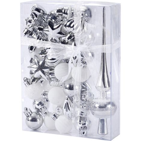 Boule De Noel - 34 Pièces - En Plastique Incassable - Décoration Arbre De Noël - Pour Intérieur Et Table - Lot Complet (1/5)