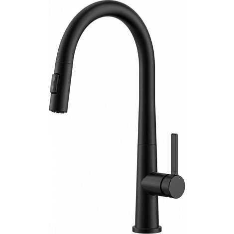 Robinet de cuisine haute pression extensible jusqu'à 40 cm, pivotant à 360 °, avec 2 modes de douchette, mitigeur de cuisine pour chaud et froid, raccord G3/8 Noir (1/5)