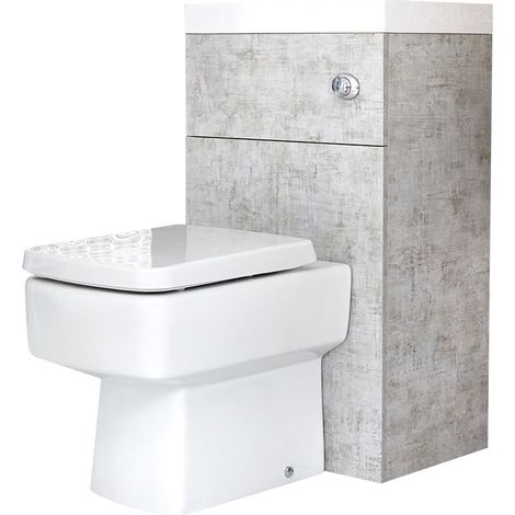 Milano Lurus 502mm x 890mm Combination Basin Toilet WC Unit with Chrome Flush Button - Concrete Grey