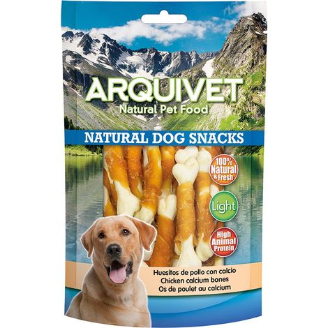ARQUIVET Osso di pollo con calcio - 100 gr - Snack 100% naturali per cani - prelibatezze per cani - Prodotto leggero - Molto ricco di sostanze nutritive (1/5)