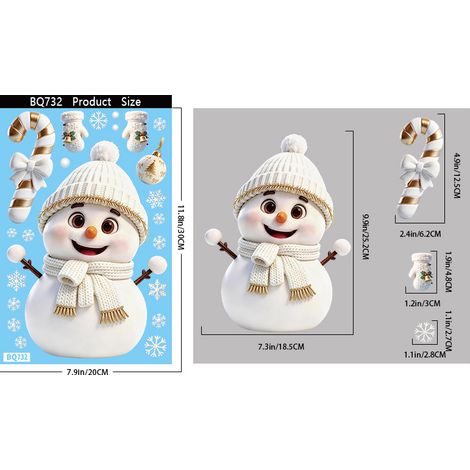 Autocollants de Noël populaires en platine pour fenêtres, autocollants en verre Père Noël, sapin de Noël, bonhomme de neige, autocollants statiques de maison de Noël