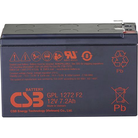 [GEBRAUCHT] B-Ware Csb Battery Bleiakku Akku 12 V 7.2 Ah Gpl1272 F2 Fr Blei Vlies Hauptakku
