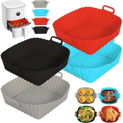4 Pièces Moule en Silicone pour Air Fryer, Silicone Air Fryer Accessoires Convient Aux Friteuses à Air Chaud Rondes Carrées (1/5)