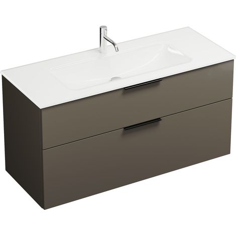 Vasque en verre Burg Eqio + meuble sous-vasque gris brillant/blanc GR0200