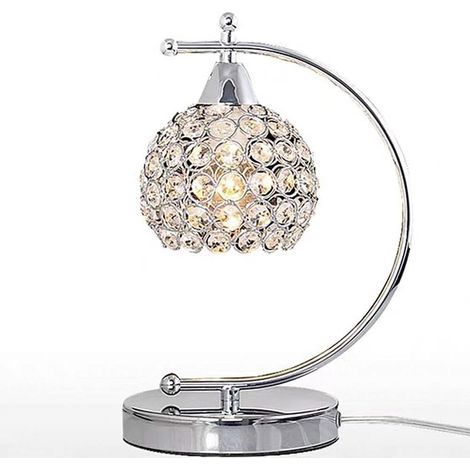Lampe de Table en Cristal, abat-jour Lampe de chevet, Cristal de Mode Créatif Lampe de Table Argent avec Douille E27 (pas d'ampoule)Argent