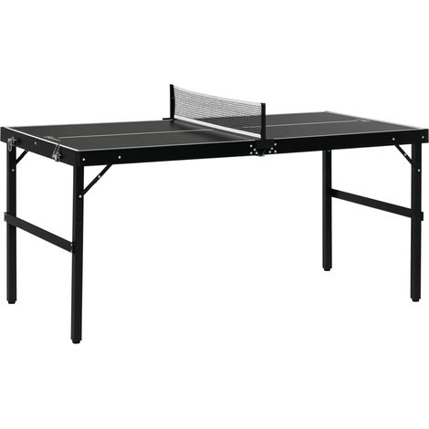Table de ping-pong pliable, avec verrou et poignée, cadre en aluminium, 152 x 76 x 72 cm, noire (1/5)