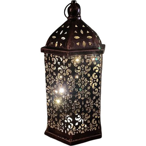 Lustre lanterne LED rétro en fer ajouré, style arabe, style Moyen-Orient, couleur bronze. Décoration intérieure. (1/5)