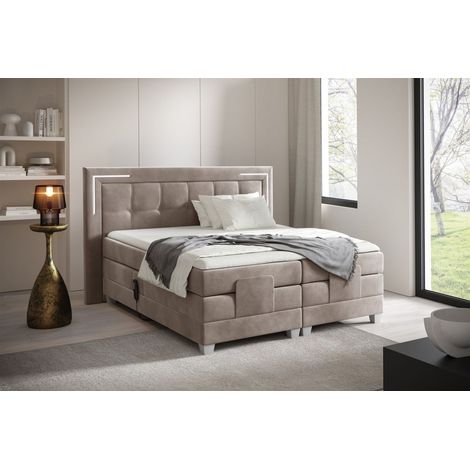 Boxspringbett Elektrisch Bett DORES 180x200cm in Stoff Fresh Macchiato (1/2)