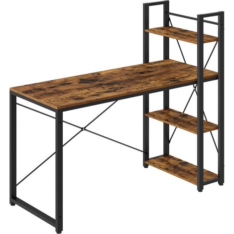 Bureau informatique table d'ordinateur longueur 120 cm avec étagères à gauche ou à droite stable montage facile pour bureau à domicile style industriel marron (1/5)