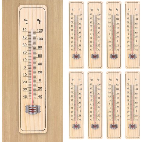 8 Thermomètres Bois Intérieur -40 à +50°C (1/5)