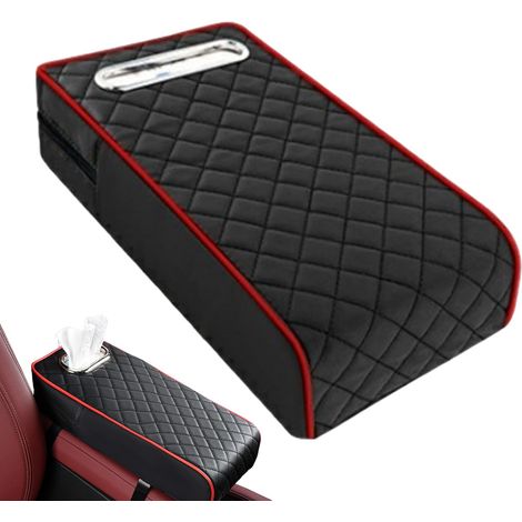 Housse pour console centrale de voiture Coussin d'accoudoir pour console centrale pour SUV, camion, voiture, accoudoir avec boîte de support de mouchoirs (1/5)