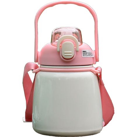 Bouteille isotherme 650 ml en acier inoxydable 304 avec paille, pour extérieur bureau école, rose (1/5)
