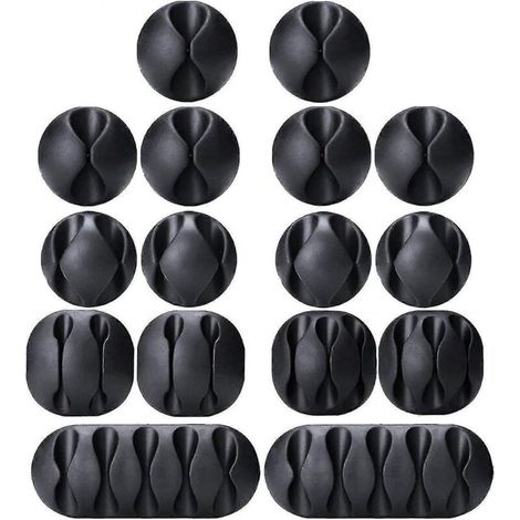 Attaches-câbles, lot de 16, noires, auto-adhésives- (1/3)