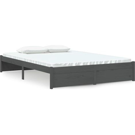 Maison Exclusive - Cadre de lit sans matelas gris bois massif 140x200 cm