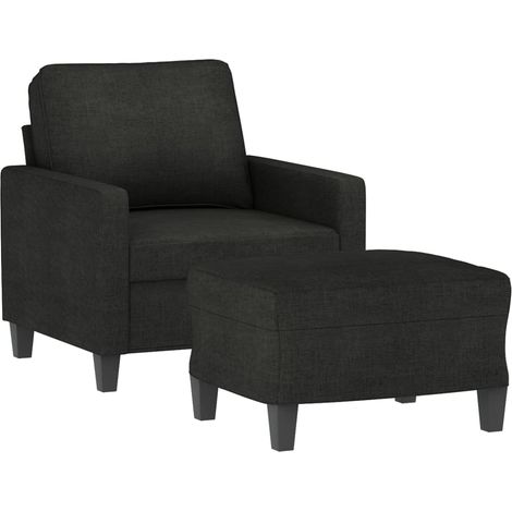 vidaXL Fauteuil avec repose-pied Noir 60 cm Tissu (1/5)