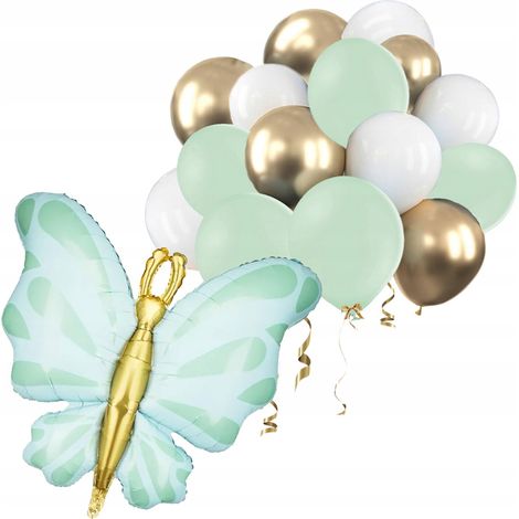 Ensemble de ballons papillon verts pour anniversaire, première communion, baptême, baby shower (1/5)