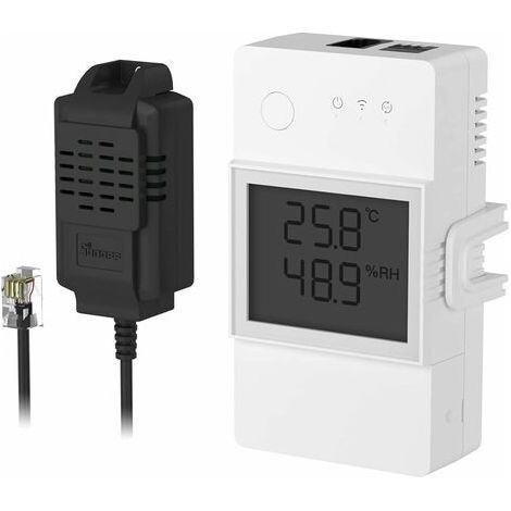 TH Elite 16A Interrupteur Connecté WiFi avec THS01 Capteur de Température et Humidité, Contrôle à Distance via APP, Surveillance de Temp, Compatible avec Alexa, Google Home, Interface RJ11 (1/5)