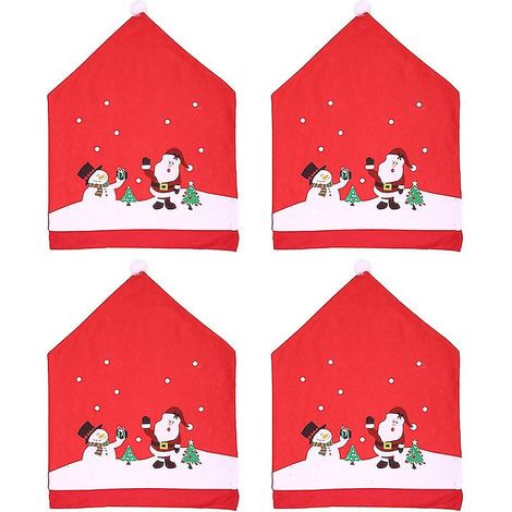 Housse de chaise bonnet de Père Noël - Décorations festives pour chaises de cuisine et de salle à manger pendant les fêtes de fin d'année (1/5)