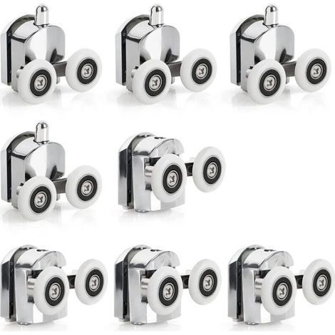 Linghhang - 8 Pack Sliding Shower Door Rollers - Diameter 23mm - Corrosion Resistant Zinc Alloy - Quick Installation (1/5)