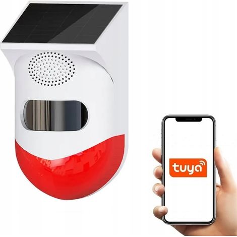 SIRENA DI ALLARME SOLARE 120DB CON SENSORE PIR TUYA WiFi