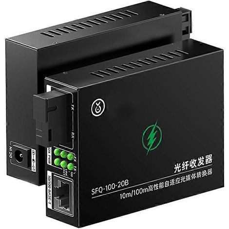 Convertisseur de média à fibre optique 1 paire 10/100M monomode simplex, convertisseur à fibre unique 20 km (1/5)