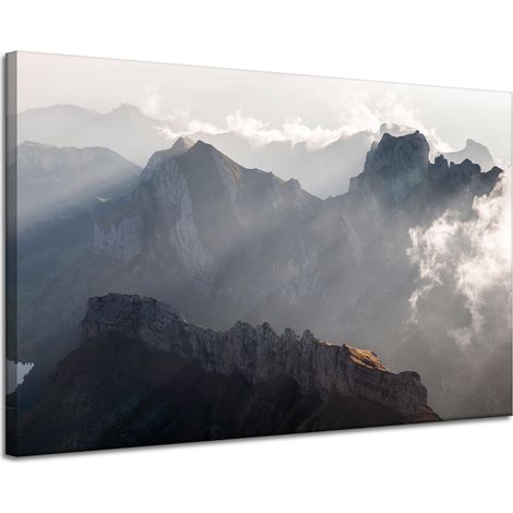 Leinwanddruck Natur Berge in den Wolken 120x80 cm