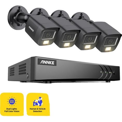 Sistema de cámara de seguridad, resolución de 5 MP, visión nocturna inteligente, negro, 8 canales, 4 unidades, 2T (1/2)