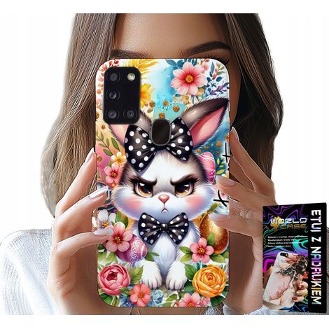 Custodia per Samsung Galaxy A21s - Coniglietto pasquale, lepre, uova + vetro (1/5)