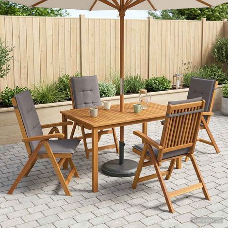 vidaXL Juego de comedor de jardín de 5 piezas Natural (1/5)