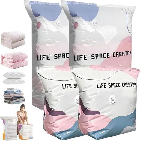 Grands sacs rangement sous vide 3D sans pompe compression rapide 3 secondes (1/5)