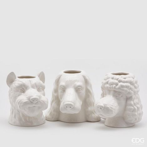 EDG Enzo De Gasperi VASO Schnauzer o Barboncino o Cocker H 18 Cm Bianco 1 Pz
