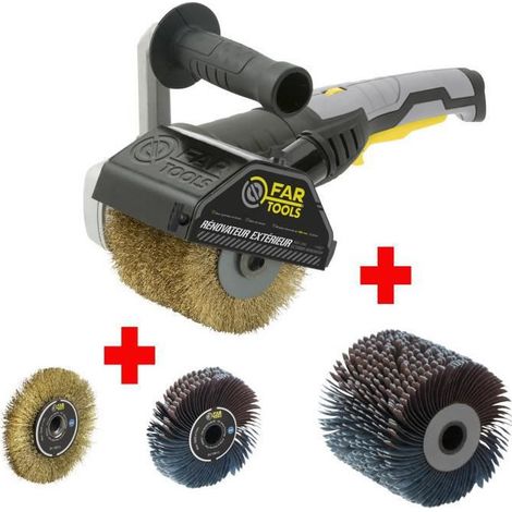 FARTOOLS PACK REX120C RENOVATEUR EXTERIEUR + BROSSE METALLIQUE DE PRECISION + BROSSE A LANIERES ABRASIVES DE PRECISION